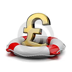 Pound British Currency Sign on a Lifebuoy