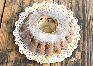 Pound Cake with Berries on a Rustic Wooden Table