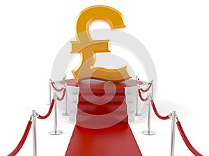 Pound currency symbol on red carper