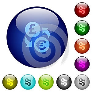 Pound Euro money exchange color glass buttons