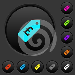 Pound price label dark push buttons with color icons