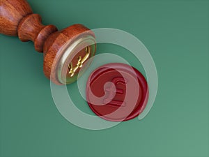 Pound Sterling Currency Signature Royal Approved Official Wax Seal 3D Illustration