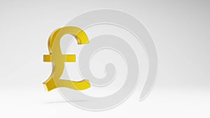 Pound Sterling Symbol Shape Spinning on Studio Light Gray Background