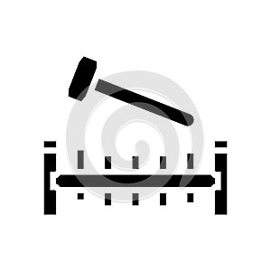 pounding bench glyph icon vector illustration