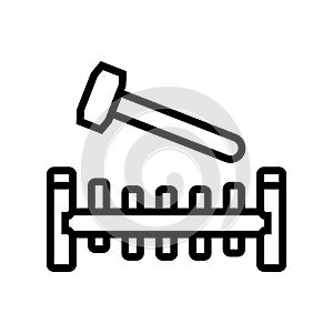 pounding bench line icon vector illustration