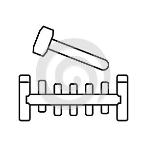 pounding bench line icon vector illustration