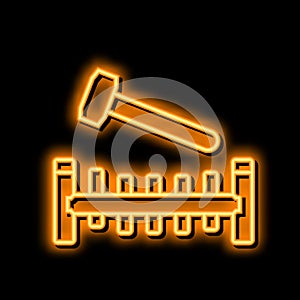 pounding bench neon glow icon illustration