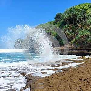 pounding of ocean waves