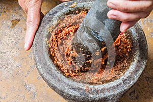 Pounding Thai chili sauce