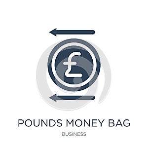 pounds money bag icon in trendy design style. pounds money bag icon isolated on white background. pounds money bag vector icon