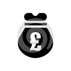 Pounds money bag icon vector sign and symbol isolated on white background, Pounds money bag logo concept