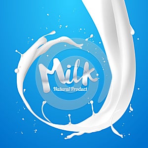 Pour milk, background, template for advertisement.