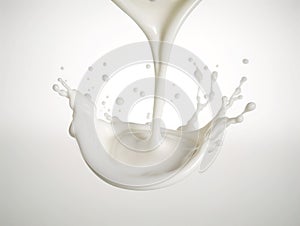 pour of milk with a stunning splash suspended in mid-air. Generative A.I