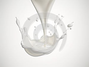 pour of milk with a stunning splash suspended in mid-air. Generative A.I