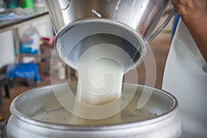 Pour raw milk