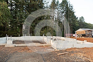 Poured Concrete Foundation for New Home Construction