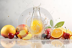 Poured sparkling juice like orange, apple, grapes vitamin fruits, product shot AI Generated