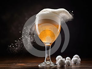 Pouring beer with bubble froth