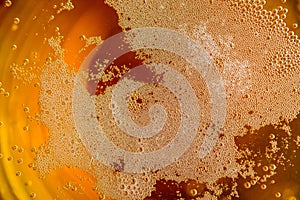 Pouring beer with bubble froth in glass for background