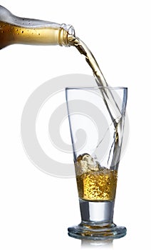 Pouring beer on glass