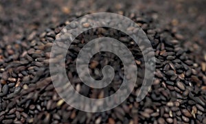 Pouring Black Sesame Seeds, Macro Shot