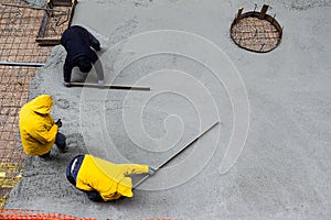 Pouring cement during sidewalk upgrade