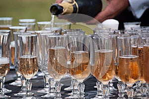 Pouring the champagne