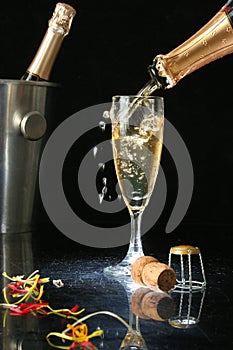 Pouring a champagne flute