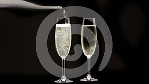 Pouring Champagne into flute glass