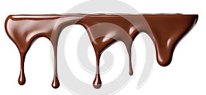 Pouring chocolate dripping isolated on white background