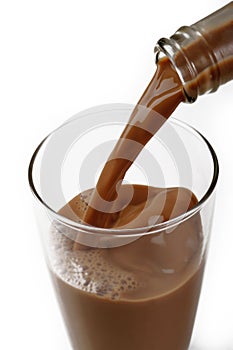 Pouring chocolate milk