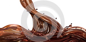 Pouring chocolate on a white background photo