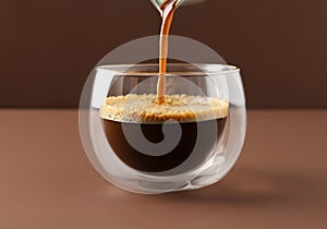 Pouring coffee in glass cup