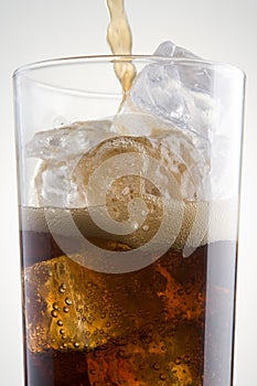 Pouring Cola Into A Glass Of Ice