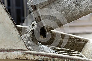 Pouring concrete from a mixer truck