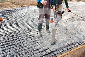 Pouring concrete slab