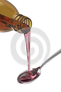 Pouring cough medicine syrup