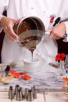 Pouring Dark Chocolate