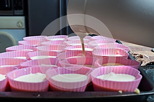 Pouring the final topping
