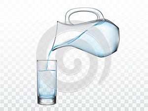Pouring freshwater from jug in glass vector