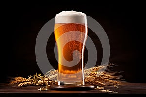 Pouring frothy light beer from tap into large glass, fresh cold brewery beverage concept