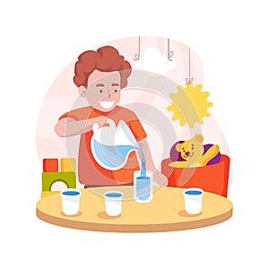 Pouring a glass of water isolated cartoon vector illustration.