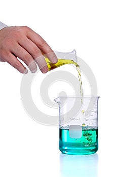 Pouring Liquid into Flask