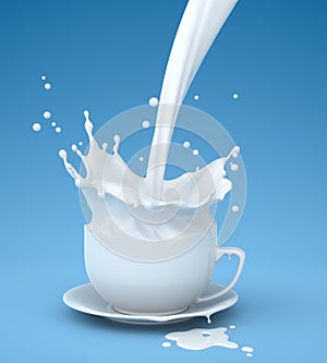 Pouring milk into a cup