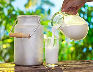 Pouring milk in the glass.