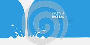 Pouring milk with splash background vector illustration