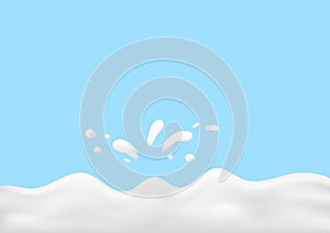 Pouring milk splash isolated on blue background. vector illustration