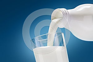 Pouring Milk From A White Bottle