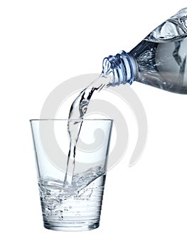 Pouring mineral water in a water glass