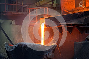 Pouring molten copper at a Copper Smelter